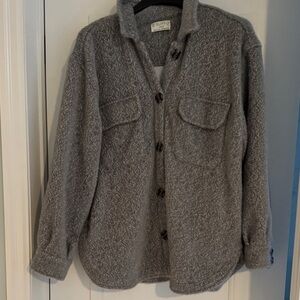 Z Supply Heather Gray Textured Button Jacket